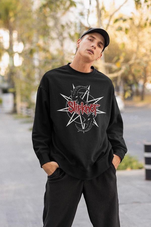 Slipknot Müzik Grubu Baskılı Unisex Oversize Sweatshirt - Image 1