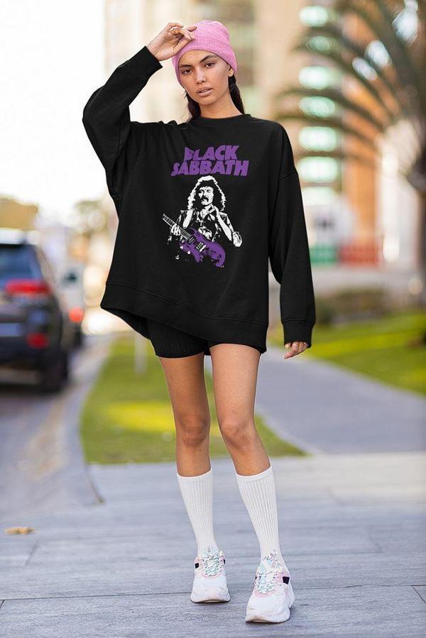 Black Sabbath Baskılı Unisex Oversize Müzik Grubu Sweatshirt - Image 1