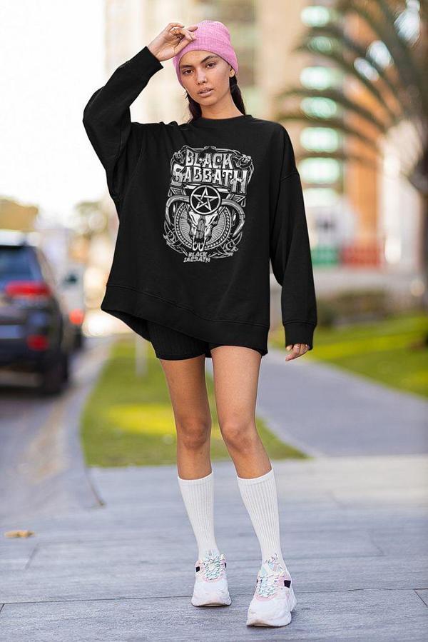 Black Sabbath Baskılı Unisex Oversize Sweatshirt - Image 1