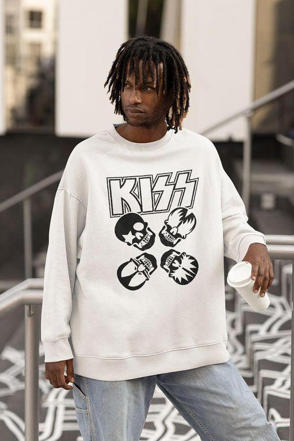 Kiss Rock Metal Müzik Grubu Baskılı Unisex Oversize Sweatshirt - Image 1