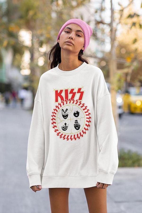 Kiss Rock Metal Müzik Grubu Baskılı Unisex Oversize Sweatshirt - Image 1