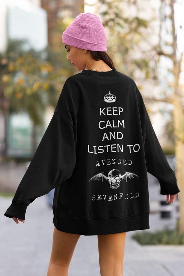 Avenged Sevenfold Logo Baskılı Unisex Oversize Sweatshirt - Image 1