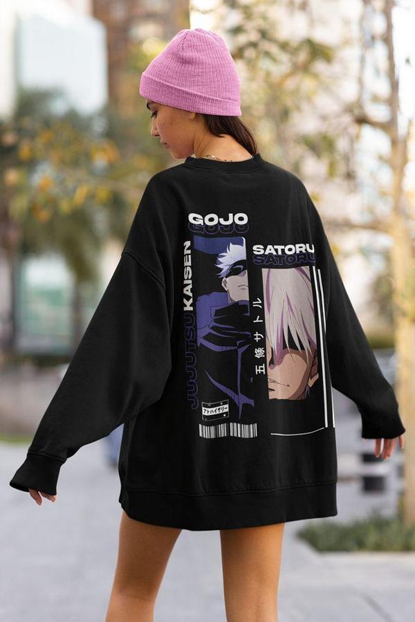 Gojo Satoru Jujutsu Kaisen Baskılı Unisex Oversize Anime Karakter Sweatshirt - Image 1