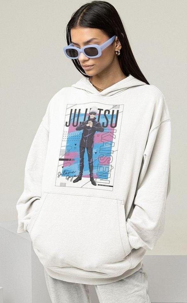 Jujutsu Kaisen Baskılı Unisex Oversize Anime Hoodie - Image 1