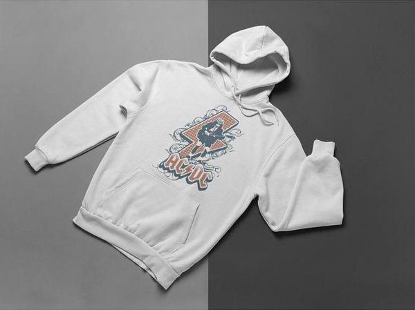 AC DC Müzik Grubu Baskılı Unisex Oversize Tasarım Hoodie - Image 1
