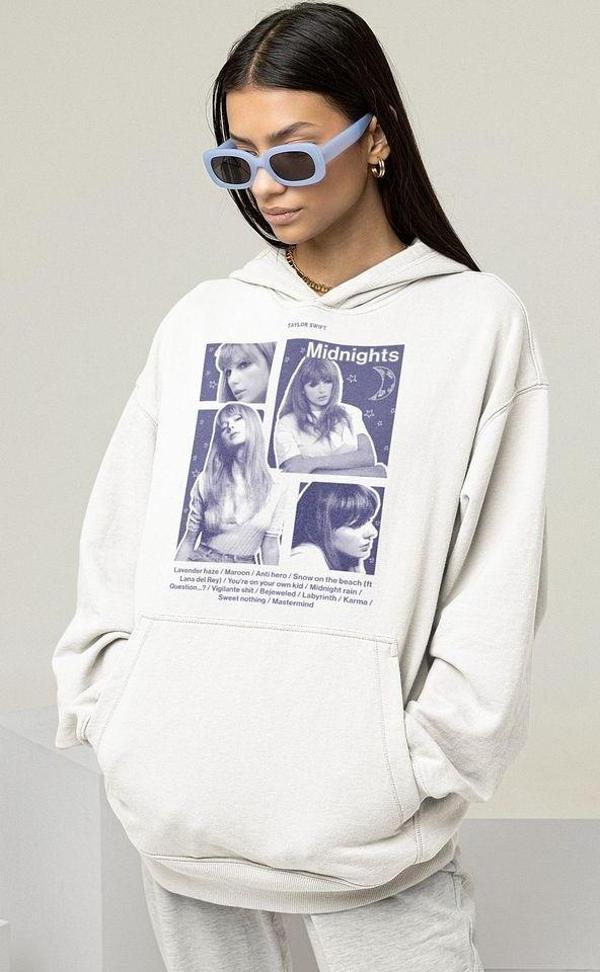 Taylor Swift Midnights Baskılı Unisex Oversize Şarkıcı Hoodie - Image 1
