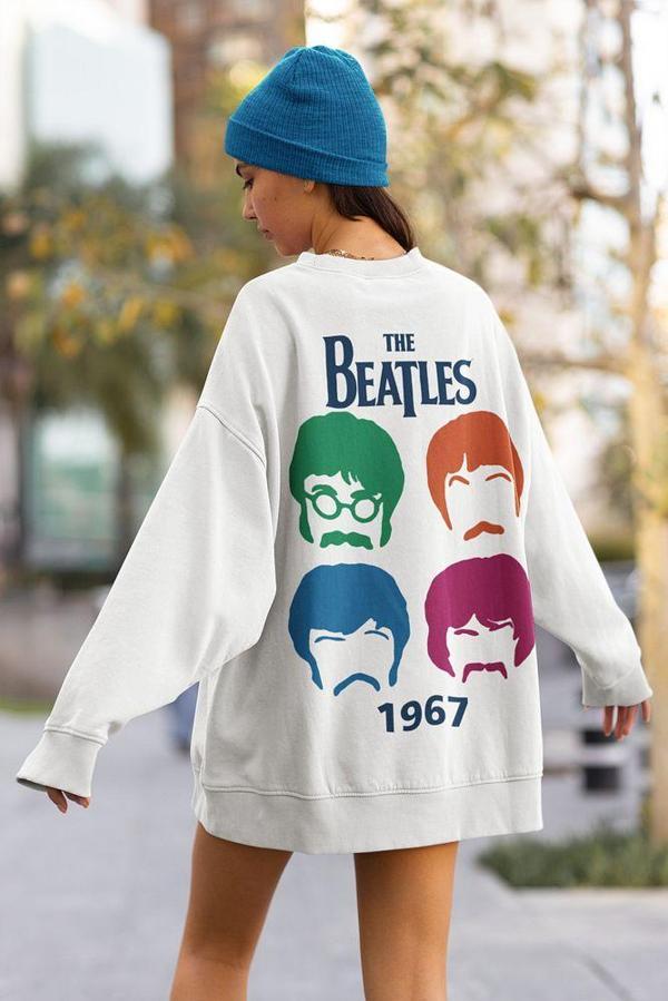 The Beatles 1967 Yazılı Unisex Oversize Müzik Grubu Sweatshirt - Image 1