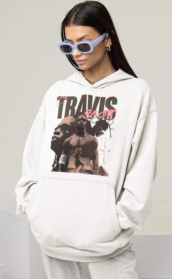 Travis Scott Baskılı Unisex Oversize Rapper Hoodie - Image 1