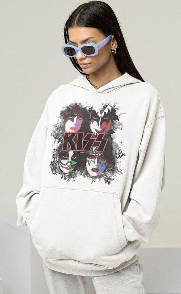 Kiss Müzik Grubu Baskılı Unisex Oversize Rock Metal Hoodie - Image 1