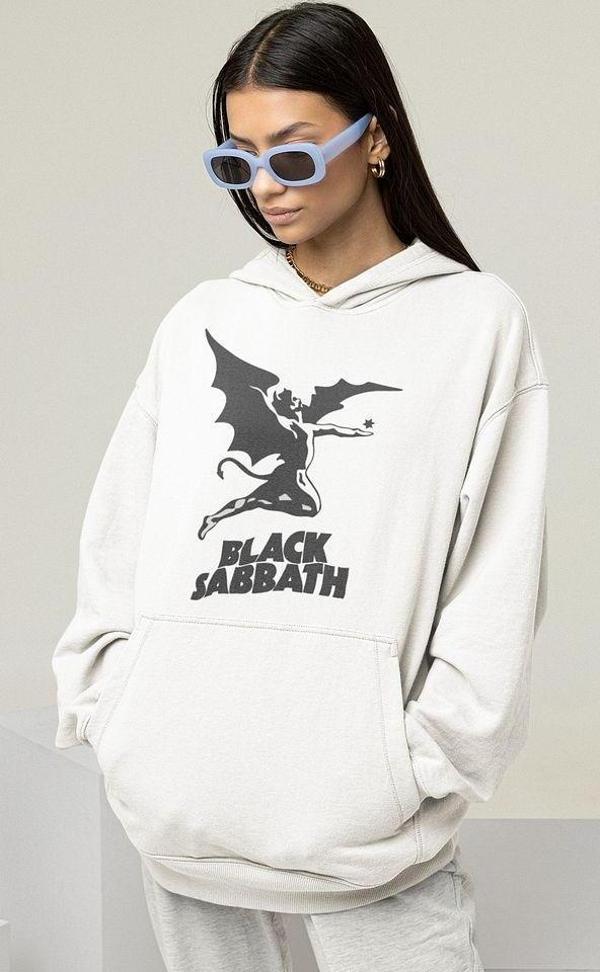 Black Sabbath Baskılı Unisex Oversize Müzik Grubu Hoodie - Image 1