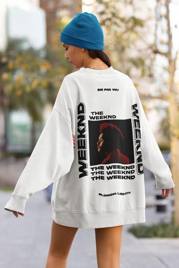 The Weeknd Şarkıcı Baskılı Unisex Oversize Rapper Sweatshirt - Image 1