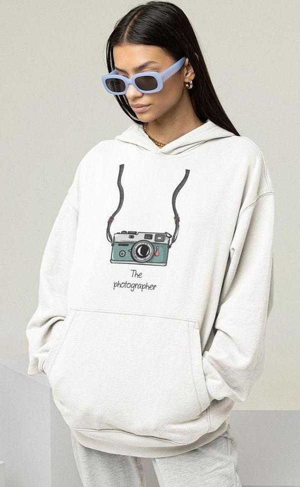 The Photographer Baskılı Unisex Oversize Tasarım Hoodie - Image 1