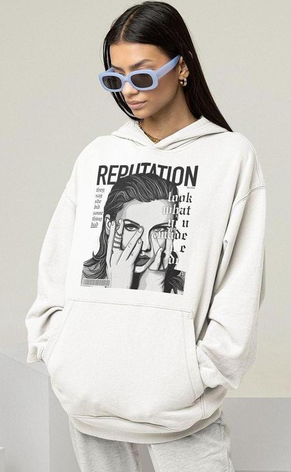 Taylor Swift Reputation Baskılı Unisex Oversize Şarkıcı Hoodie - Image 1