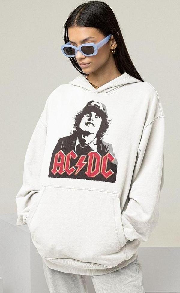 AC DC Rock Metal Müzik Grubu Baskılı Unisex Oversize Hoodie - Image 1