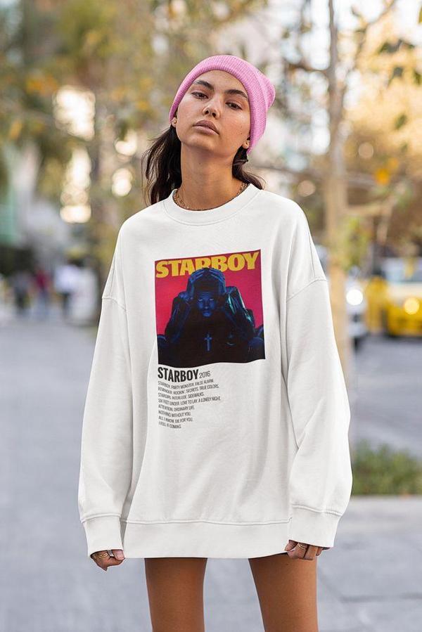 The Weeknd Starboy Baskılı Unisex Oversize Rapper Sweatshirt - Image 1