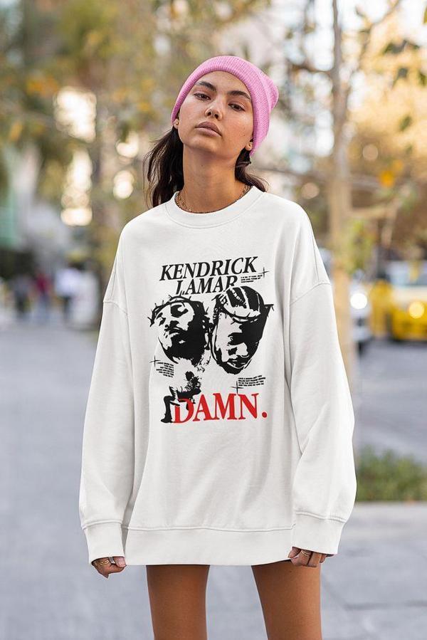 Kendrick Lamar Damn Baskılı Unisex Oversize Rapper Sweatshirt - Image 1