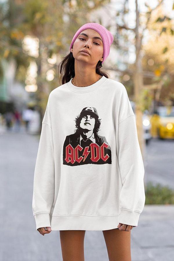 Tasarım Rock Metal Müzik Grubu Baskılı Unisex Oversize AC DC Sweatshirt - Image 1