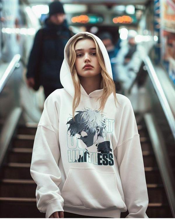 Anime Karakter Baskılı Unisex Oversize Hoodie - Image 1