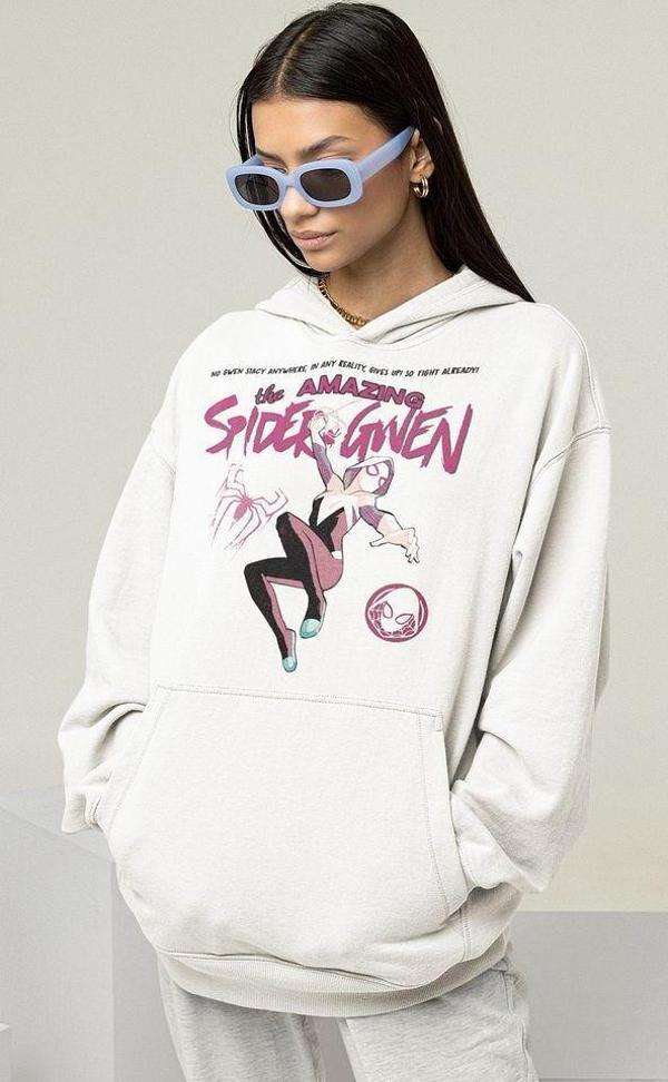 The Amazing Spider-Gwen Baskılı Unisex Oversize Hoodie - Image 1