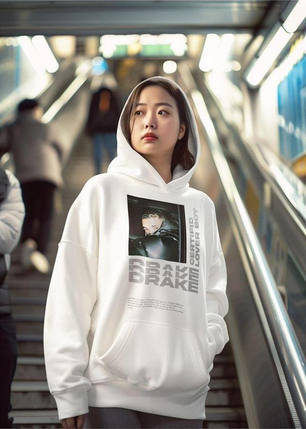 Drake Lover Boy Baskılı Unisex Oversize Rapper Hoodie - Image 1