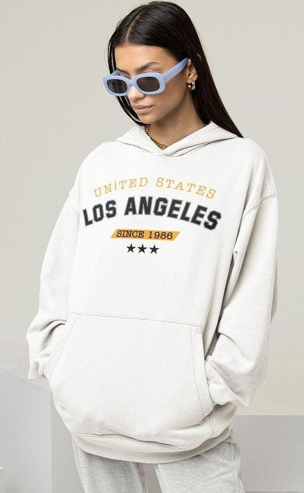 United States Los Angeles 1986 Yazılı Unisex Oversize Hoodie - Image 1