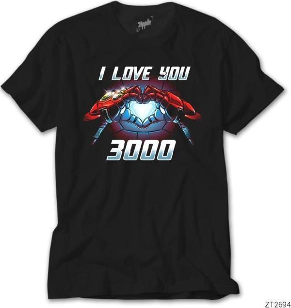 Wakha Iron Man I Love You 3000 Siyah Tişört - Image 1