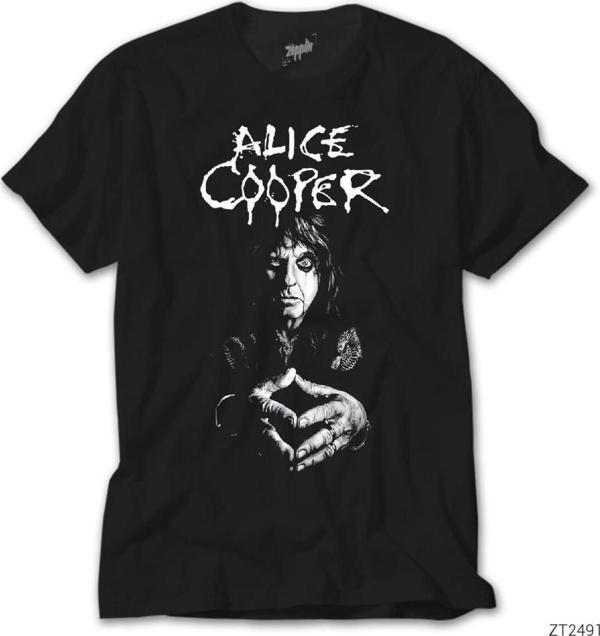 Crowsgate Alice Cooper Black And White Siyah Tişört - Image 1