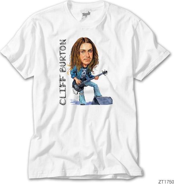 Wakha Cliff Burton Cartoon Beyaz Tişört - Image 1