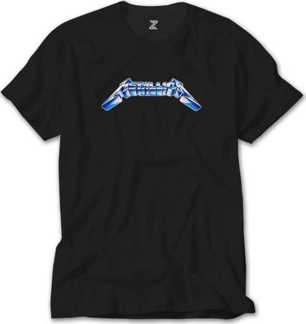 Butik Metallica Logo Blue Siyah Tişört - Image 1