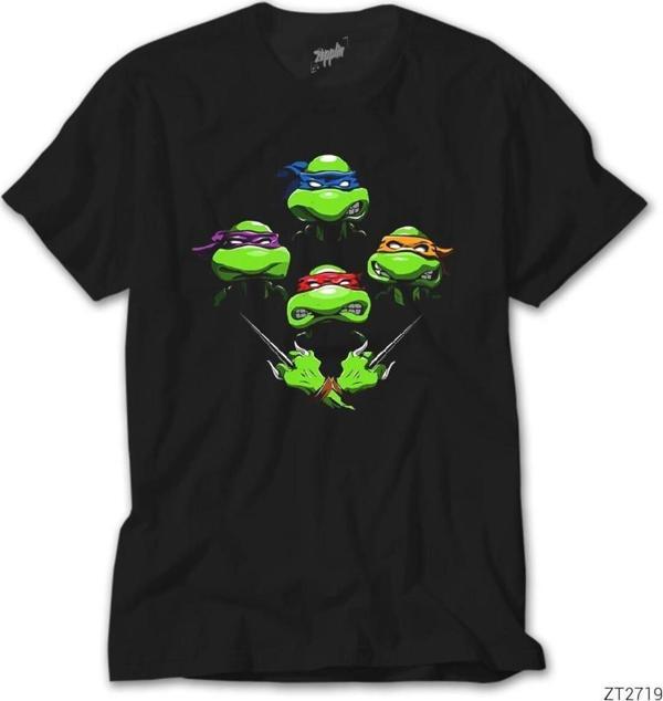 Karadeniz Ninja Turtles Face Siyah Tişört - Image 1