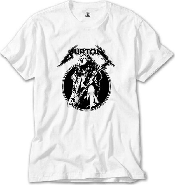 Karadeniz Metallica Cliff Burton Guitar Beyaz Tişört - Image 1