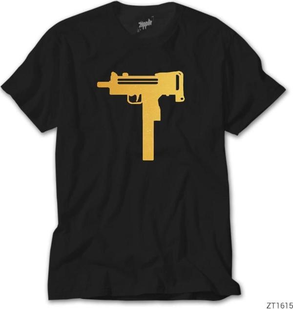 Lunas Glow Uzi Gold Siyah Tişört - Image 1