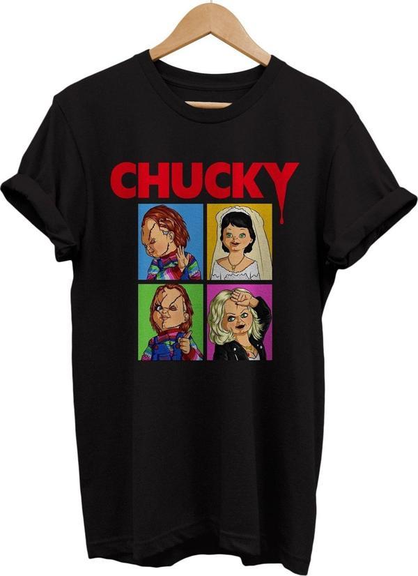 Remonz Chucky Baskılı %100 Pamuk Basic T-Shirt Normal Beden Tişört - Image 1