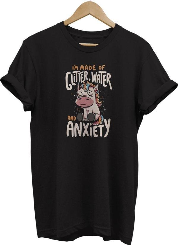 Remonz Anksiyete Baskılı %100 Pamuk Basic T-Shirt Normal Beden Tişört - Image 1