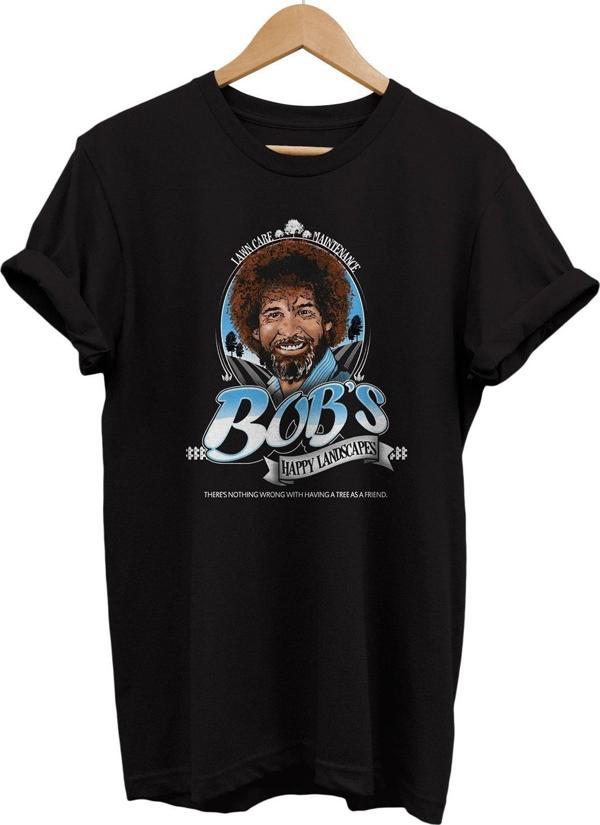 Remonz Ressam Bob Ross Baskılı %100 Pamuk Basic T-Shirt Normal Beden Tişört - Image 1