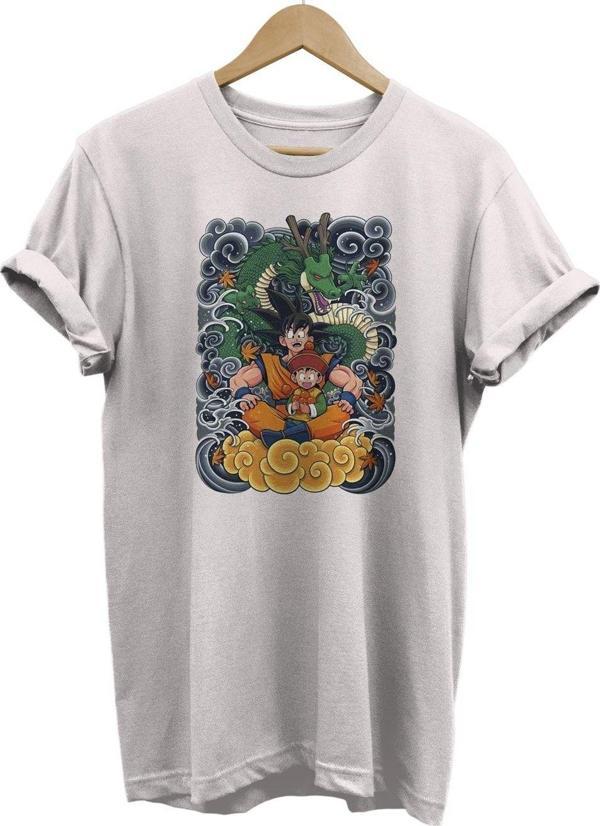 Remonz Dragonball Baskılı %100 Pamuk Basic T-Shirt Normal Beden Tişört - Image 1