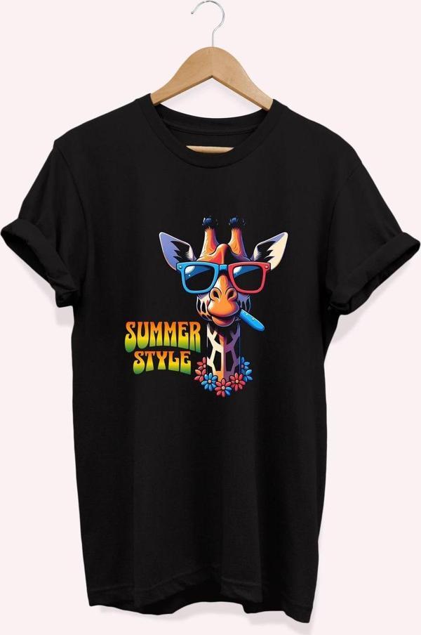 Remonz , Summer Style Baskılı, %100 Pamuk, Bisiklet Yaka, Normal Beden Tişört, Basic T-Shirt - Image 1