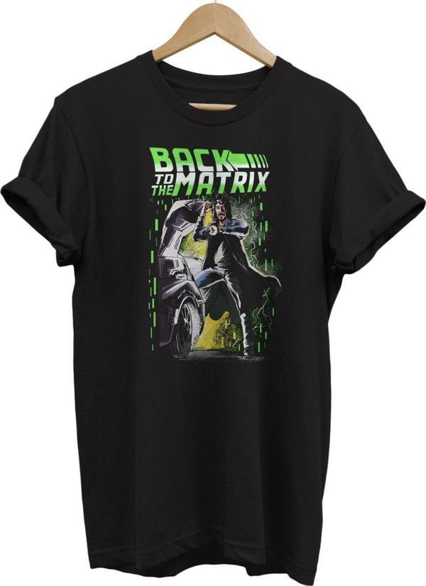 Remonz Geleceğe Dönüş Matrix Baskılı %100 Pamuk Basic T-Shirt Normal Beden Tişört - Image 1