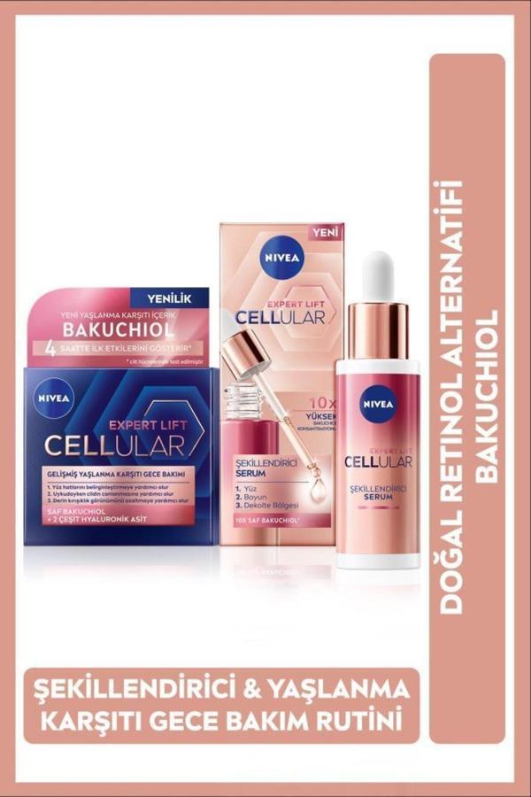 Cellular Expert Lift Doğal Retinol Alternatifi Saf Bakuchiol Cilt Serumu 30ml, Gece Yüz Kremi 50ml - Image 1