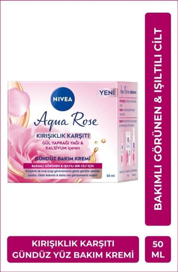 Aqua Rose Kırışıklık Karşıtı Gündüz Yüz Bakım Kremi 50ml, Gül Yaprağı Yağı, Kalsiyum İçerikli - Image 1