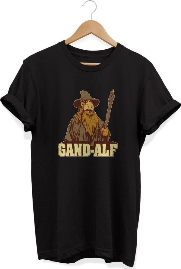 Remonz , Gand-Alf. Baskılı, %100 Pamuk, Bisiklet Yaka, Normal Beden Tişört, Basic T-Shirt - Image 1