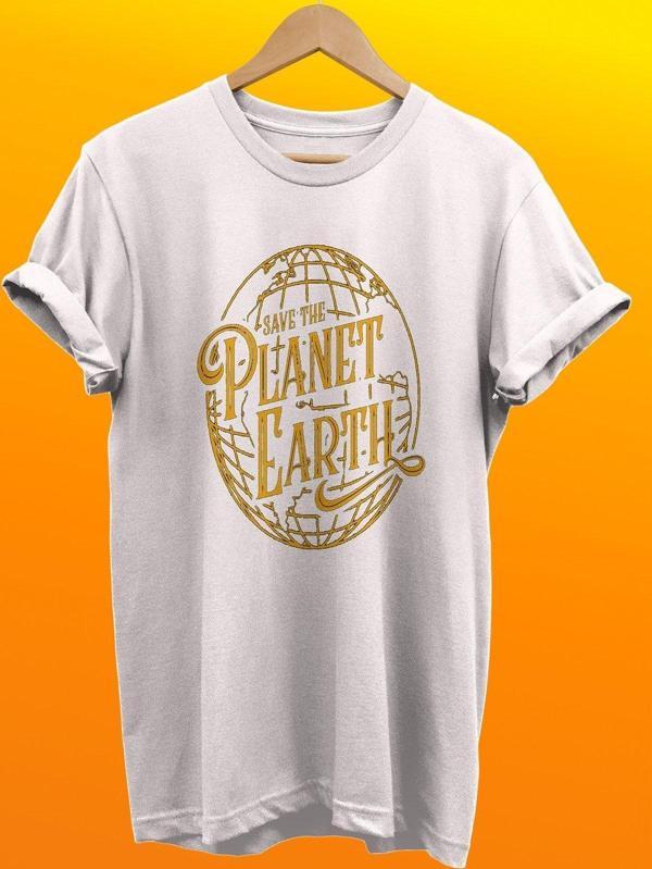 Remonz Dünyayı Kurtar Baskılı %100 Pamuk Basic T-Shirt Normal Beden Tişört - Image 1