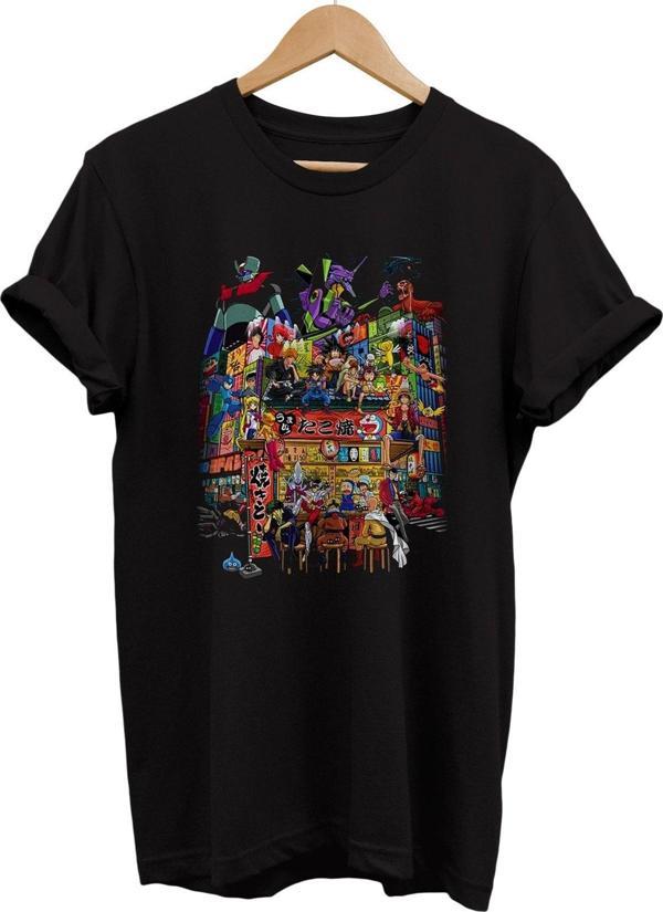Remonz Animeler Buluşması Baskılı %100 Pamuk Basic T-Shirt Normal Beden Tişört - Image 1