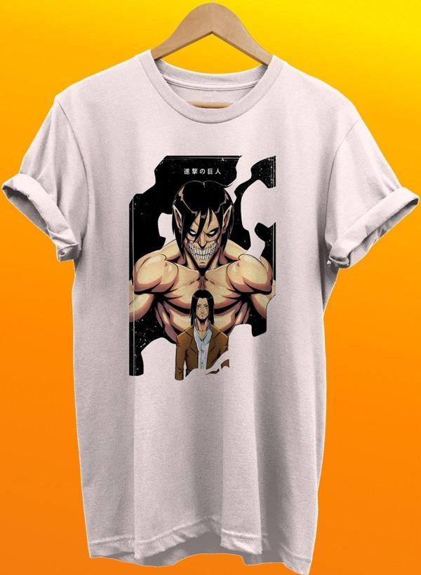 Remonz Attack On Titan Baskılı %100 Pamuk Basic T-Shirt Normal Beden Tişört - Image 1