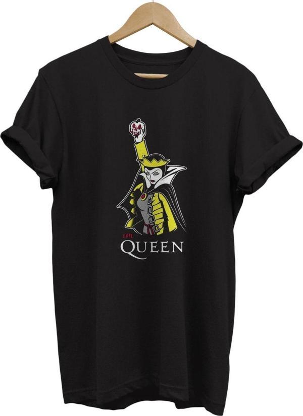 Remonz Disney Queen Baskılı %100 Pamuk Basic T-Shirt Normal Beden Tişört - Image 1