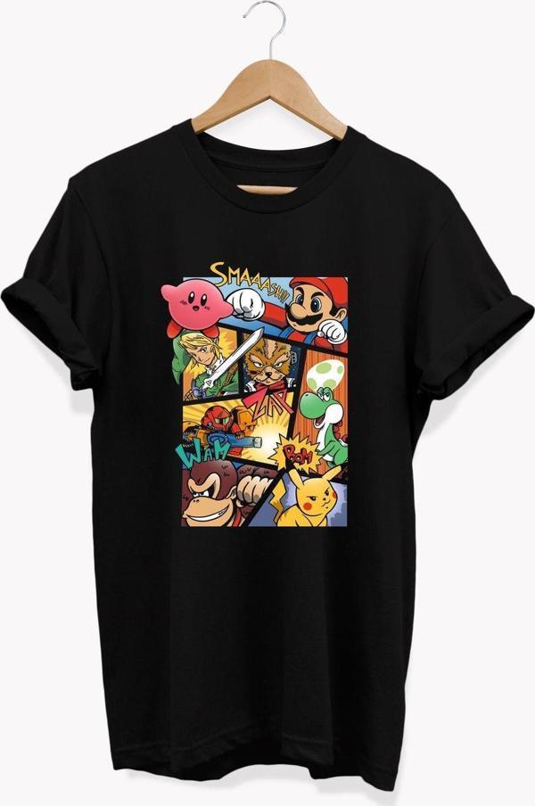 Remonz , Retro Games Baskılı, %100 Pamuk, Bisiklet Yaka, Normal Beden Tişört, Basic T-Shirt - Image 1