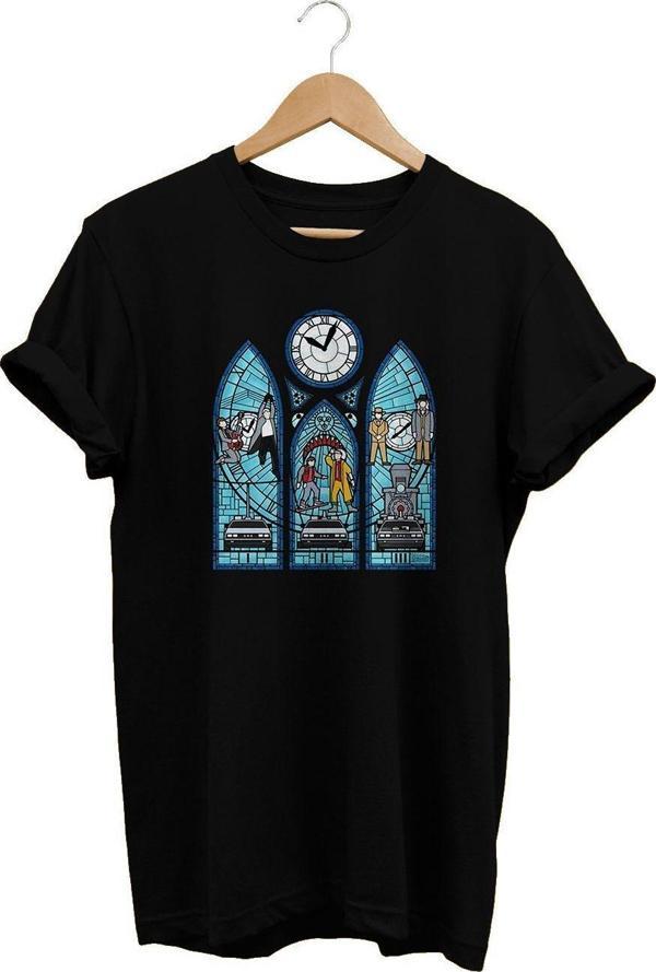 Remonz Geleceğe Dönüş Baskılı Siyah, %100 Pamuk Basic (Normal Beden) T-Shirt - Image 1