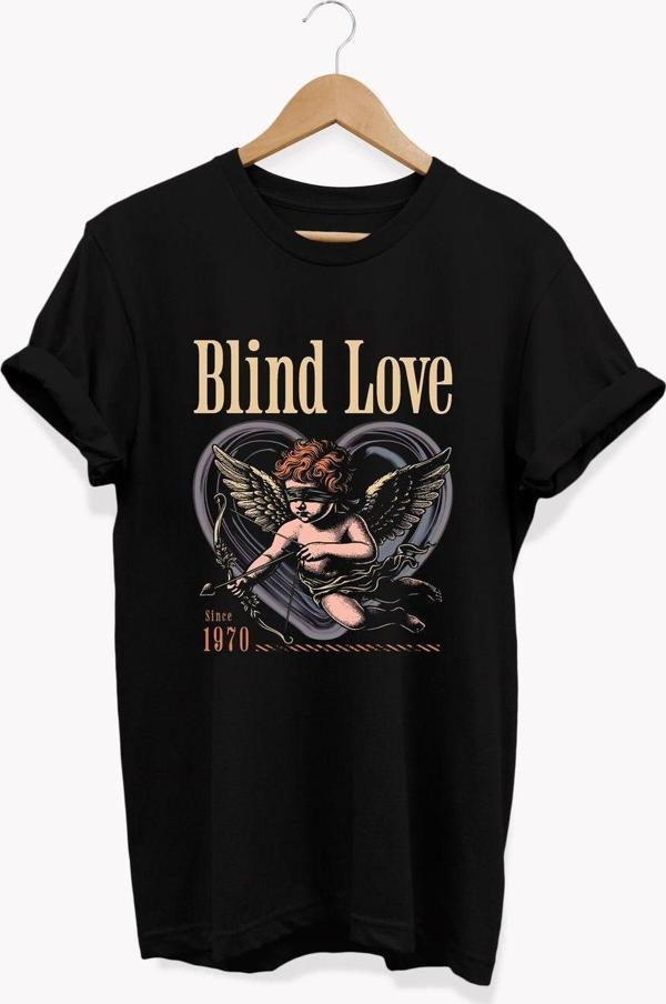 Remonz , Blind Love Baskılı, %100 Pamuk, Bisiklet Yaka, Basic T-Shirt, Normal Beden Tişört - Image 1