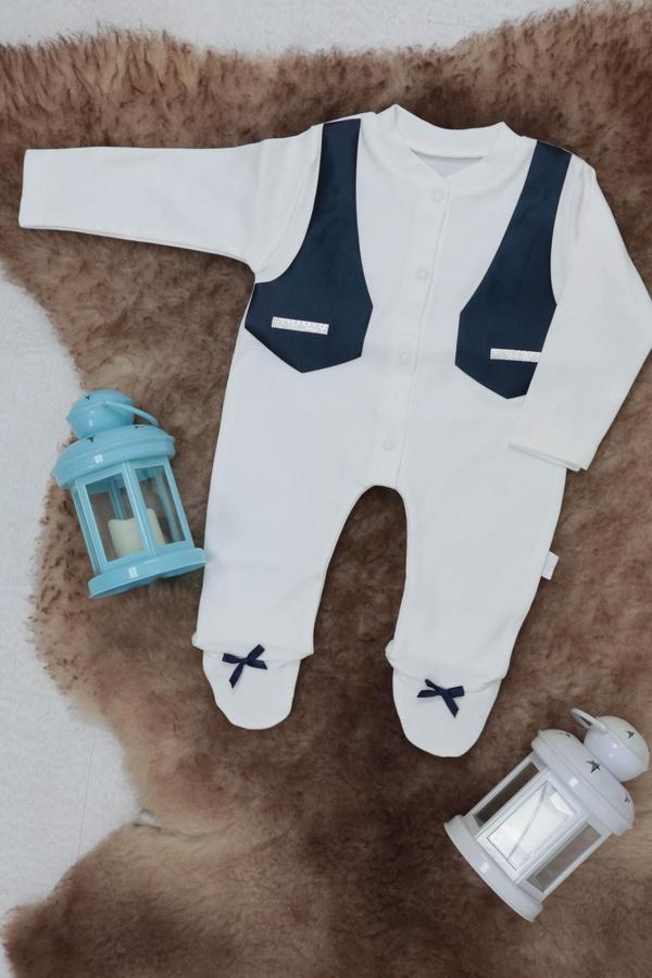 Sema Baby Pamuklu Bebek Tulumu 3-6 Ay - Smokin - Image 1