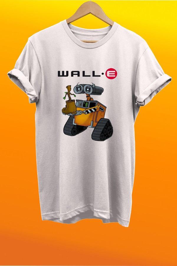 Remonz Wall-E Baskılı %100 Pamuk Basic T-Shirt Normal Beden Tişört - Image 1